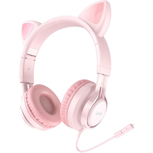 HOCO W36 slúchadlá s mikrofónom Cat Ear ružové