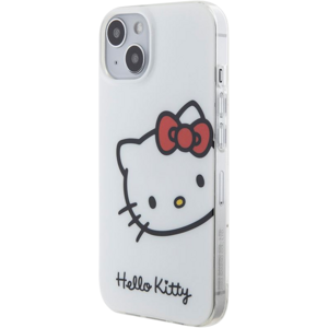 Plastové puzdro Hello Kitty na Apple iPhone 15 HKHCP15SHCKHST IML Head Logo biele