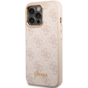 Plastové puzdro Guess na Apple iPhone 14 Pro GUHCP14LHG4SHP 4G Metal Camera Outline ružové