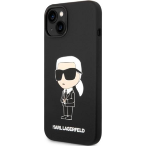 Silikónové puzdro Karl Lagerfeld na Apple iPhone 14 Plus KLHMP14MSNIKBCK Magsafe Silicone NFT Ikonik čierne