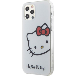 Plastové puzdro Hello Kitty na Apple iPhone 12/12 Pro HKHCP12MHCKHST IML Head Logo biele